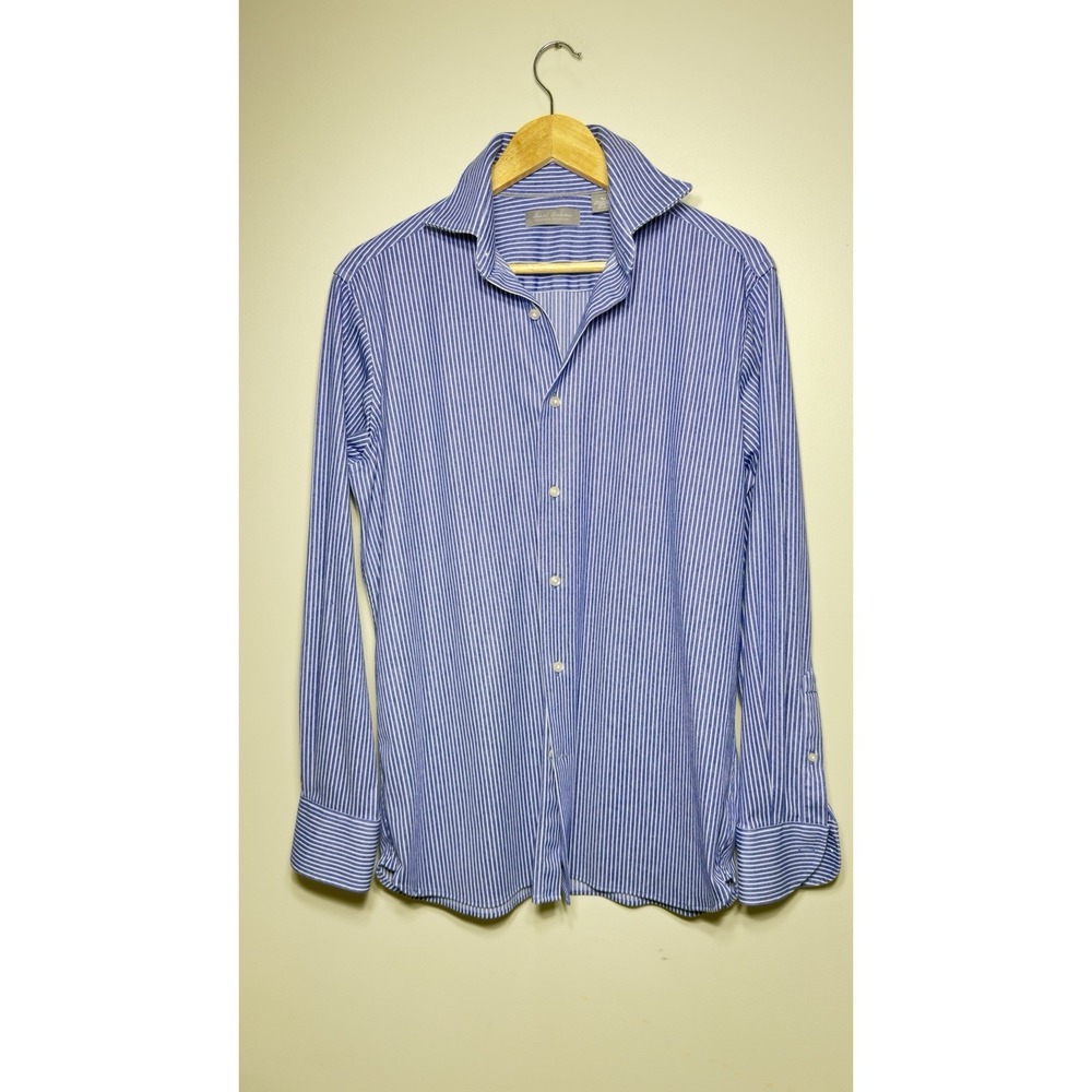 Daniel Cremieux Signature Collection Shirt Mens Medium M Blue White Striped LS